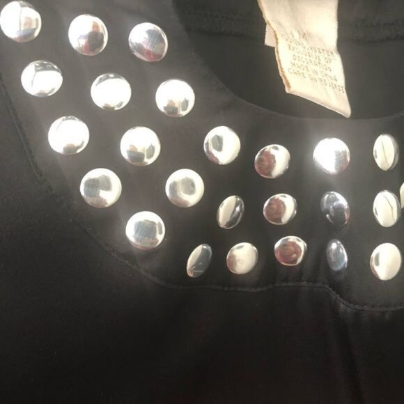 Hot In Hollywood Black Satin Studded Embellished Blouse Medium - Picture 4 of 5